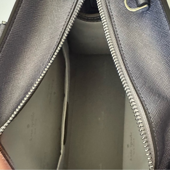 Kate Spade Madison Medium Metallic Gray Saffiano Pvc Satchel Purse Handbag - Picture 11 of 12